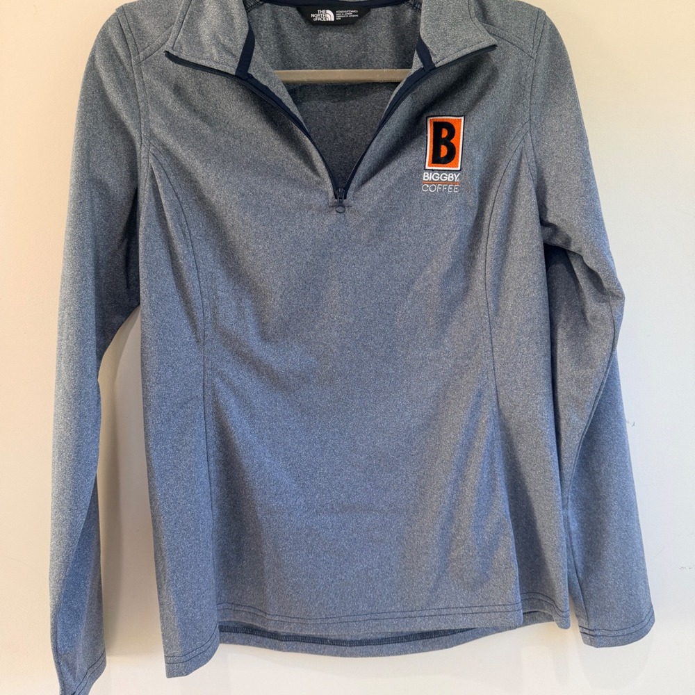 The North Face Quarter Zip Pullover Womens Medium Blue Biggby Coffee Workwear
